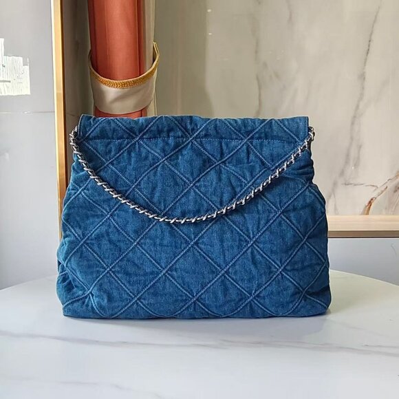 Tory Burch Fleming Soft Denim Drawstring Bag - Picture 7 of 7